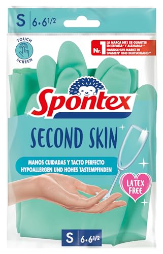 Spontex Second Skin latexfreie Haushaltshandschuhe aus Nitril-Mix mit Touchscreen-Technologie Größe S/6-6 5 1 Paar