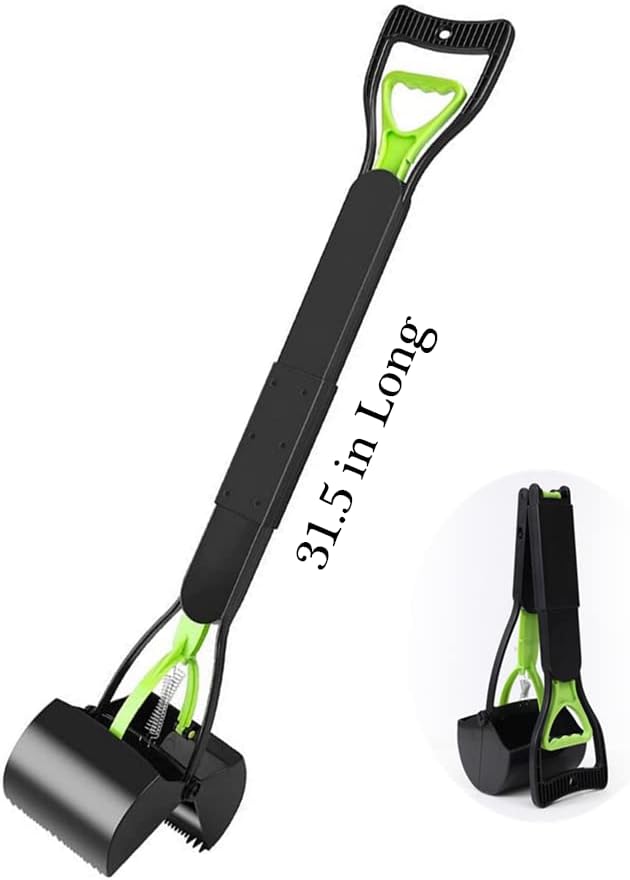 Ceasyde Large Dog Pooper Scooper, 31.5 Inch Extra Long Handle Foldable Poo Remover Grabber Picker for Outdoor Garden Dog Animal Waste, No Need To Stoop for Remove Rubbish