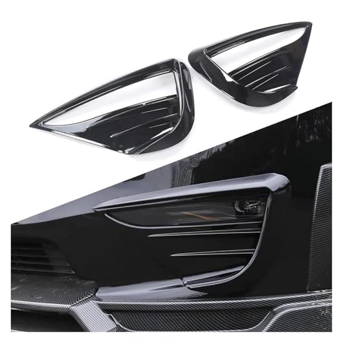 Coque Rétroviseur Becquet phare antibrouillard pour Tesla pour modèle Y couvercle protection dent Woof couteau à vent autocollant décoration ABS accessoires voiture Coques Rétroviseur Voiture(Noir bri