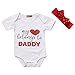 Baby Girls Lovely Color Sentence Print Love Heart Pattern Summer Romper+Headband (0-3 M, White)