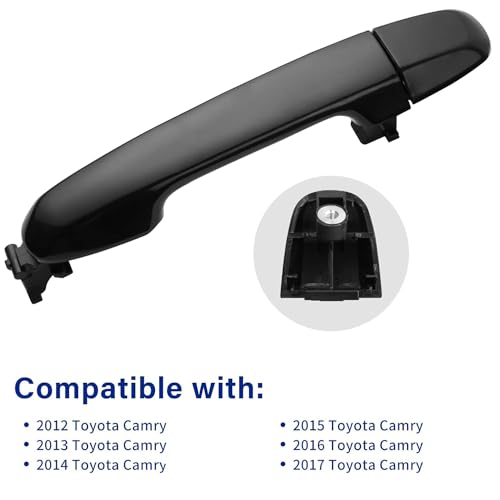 Image of Exterior Door Handle Front Right Passenger Side Compatible with Toyota Camry 2012 2013 2014 2015 2016 2017, Smooth Black
