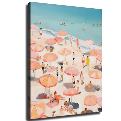 Colorful Seaside Resort Style: Framed Canvas Wall Art Featuring Vintage