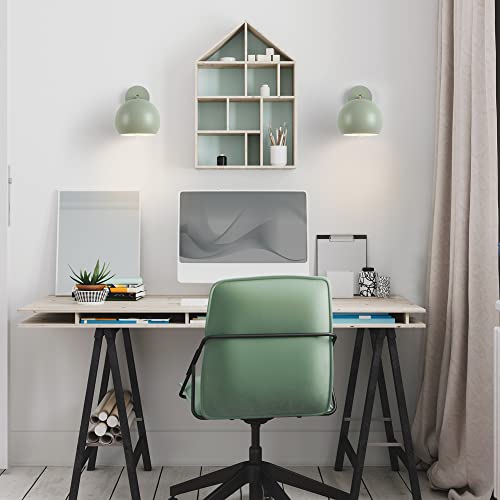 Globe Electric 65866 Willow 1-Light Plug-in or Hardwire Wall Sconce, Sage Green, Matte Brass Accent, Bulb Not Included by Globe Electric - Image 3