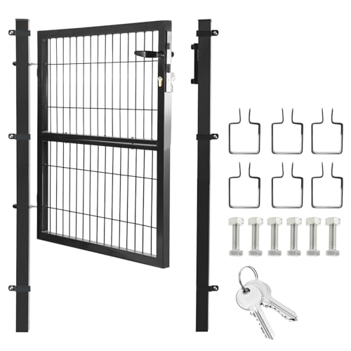Ansobea Gartentür Gartentor Hoftor Zauntür Tor Inkl. Schloss 120 x 100 cm Zauntor Garten Gartenpforte Gitterzaun