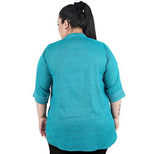 Image of Indietoga Women's Plus Size Embroidered Cotton Linen Tunic Tops (2XL to 10XL)