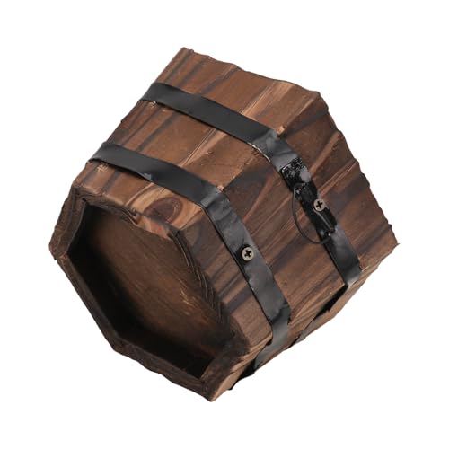 Veemoon Jardinière en Bois Carbonisé Hexagonale Petite Taille, Pot de Fleurs Rustique pour Plantes Succulentes et Légumes, Seau Multifonctionnel Balcon Jardin, Décoration Extérieure