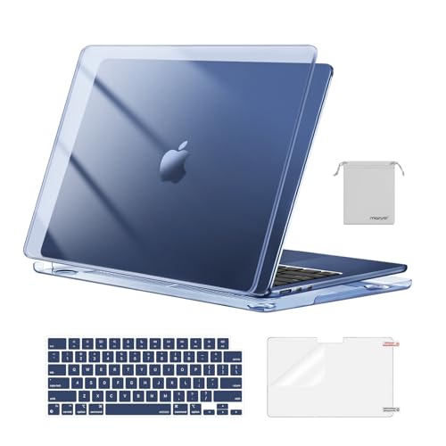 Image of MOSISO Compatible with MacBook Air 13 inch Case M5 2026 M4 2025 M3 M2 2024-2022 A3449 A3240 A3113 A2681,Hard Shell&Keyboard Cover&Screen Film&Pouch for MacBook Air 13.6 inch Case, Crystal Midnight
