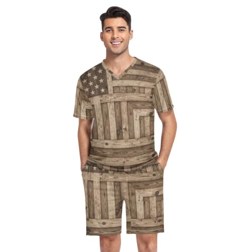 Camisetas de pijama para hombre GuoChe con estampado de béisbol y bandera americana