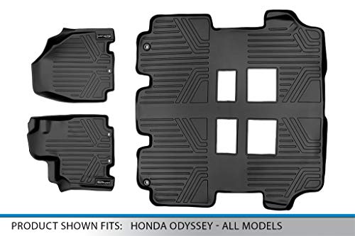Max Liner Custom Fit Floor Mats 3 Row Liner Set Black A0103/B0103 For 2011-2017 Honda Odyssey #TOP4