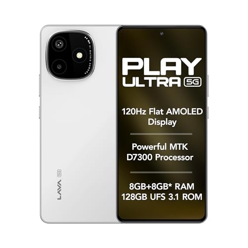 Image of Lava Play Ultra 5G (Arctic Frost, 8+8*GB RAM, 128GB Storage)|MTK D7300 Processor-700K+ Antutu| 6.67 inch FHD+AMOLED Display | 64MP Camera | UFS 3.1 Storage | 5000mAh Battery-33W fast charging | IP64 Rated