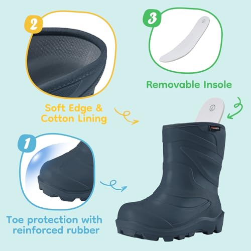 HISEA Toddler Rain Boots for Boys and Girls, Waterproof Seamless Lightweight Rubber Boots - Kids Rain Boots for Water Beach Outdoor Playing, Age 1-7(Little Kid/Big Kid) by HISEA - Image 4