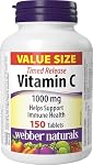 Webber Naturals Vitamin C Timed Release 1000 mg, 150 Tablets, For Bones, Teeth, Immune and Antioxidant Health