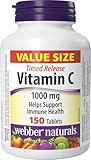 Webber Naturals Vitamin C Timed Release 1000 mg, 150 Tablets, For Bones, Teeth, Immune and Antioxidant Health