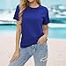 LOOKFACE Women's Summer Short Sleeve Crewneck T Shirts Solid Color Tees Casual Basic Tops Royal Blue Large