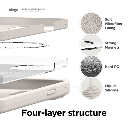 Elago Silicone Magnetico Custodia Cover Compatibile Con Iphone 13 Case (6.1"), Magneti Incorporati, Silicone Premium, Antiurto, Compatibilie Con Magsafe Accessori (Beige) - 6