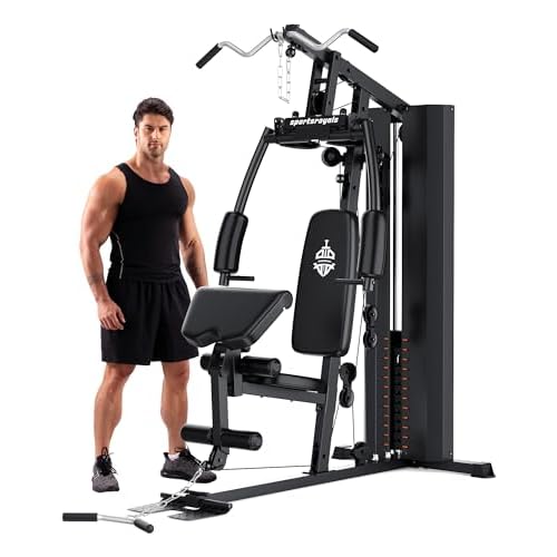 Sportsroyals Home Gym, Workout Equipment, 154LBS Weight Stack, Home Gym Equipment, Exercise Equipment, Multi Home Gym Station, Full Body Strength Trai