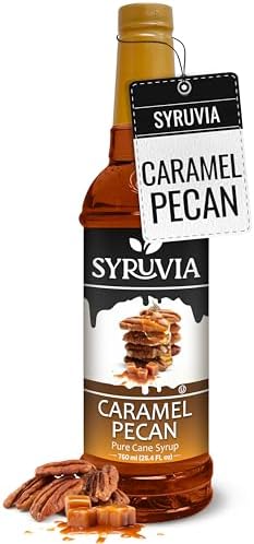 Syruvia Coffee Syrup, Caramel Pecan Flavored Syrup for Drinks, Lattes, and Desserts – 25.4 fl oz