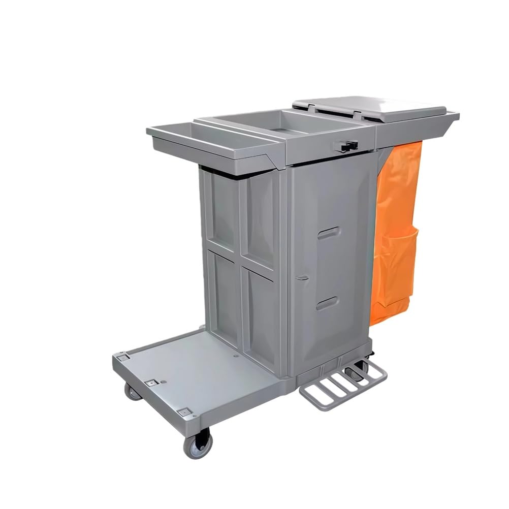 KJZQXYX Cleaning Cart,Commercial Traditional Janitorial Cleaning Cart,with 4 Wheels and Storage Bins,Rolling Tool Box, for Garage, Warehouse (Brass)