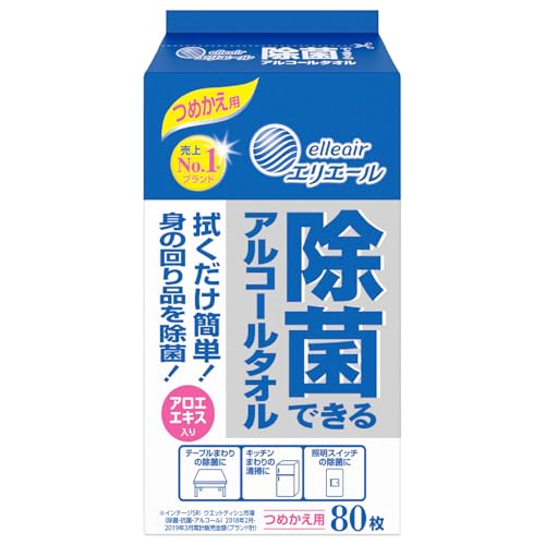 エリエール 除菌できるアルコールタオル つめかえ用80枚×24パック