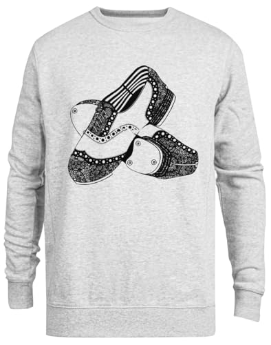 Pull ras du cou unisexe gris avec imprimé Chaussures de claquettes zentangle