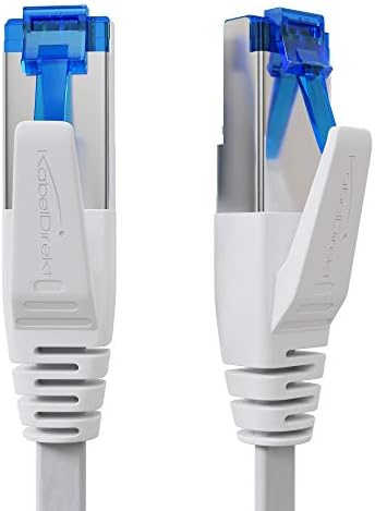 KabelDirekt – LAN kablosu düz, kırılmaz yapı – 2m (CAT7 kablo, 10 Gbit/s, özellikle esnek ve kurulum kablosu olarak uygun, maksimum fiber optik hız, RJ45, beyaz) - Görsel 2