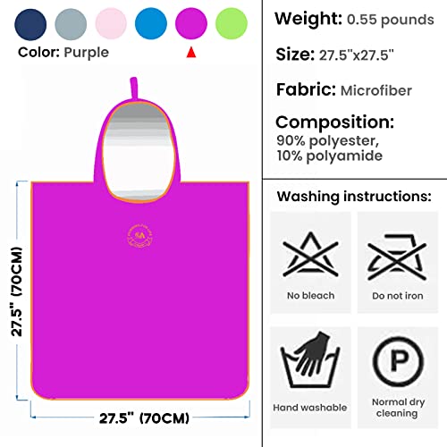 Hiturbo Kids Bath Towels: Microfiber Changing Robe - Quick Dry Surf Poncho - Absorbent Hooded Beach Towel - Soft Swim Cover Up (Purple) #TOP1