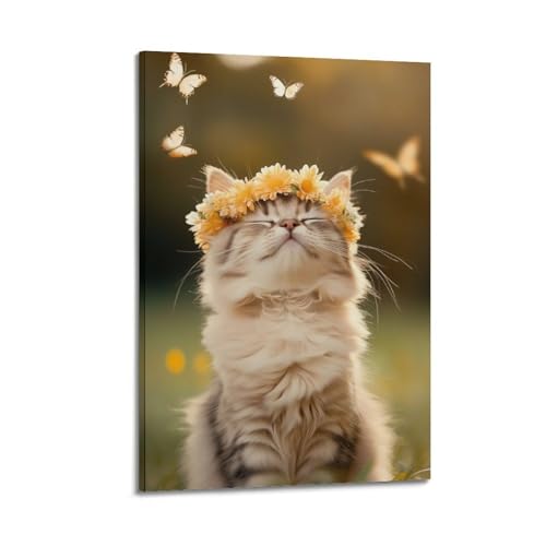 Poster chaton fleurs ZHOUKEG pour célébrer l'amour des animaux