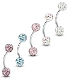 Besteel 5PCS 16G Stainless Steel Lip Rings Piercing Jewelry Eyebrow Barbell Labret Tragus Piercings 8mm Bar Length