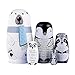 Yoption 5Pcs Russian Matryoshka Dolls Handmade Wooden Polar Bear Penguin Nesting Dolls Set for Kids Christmas Birthday Toy Gift (Polar Bear)