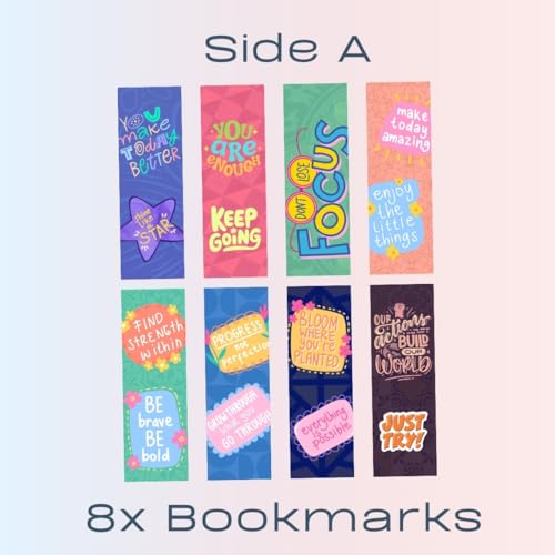 Image of Dia & Tia - Elegant & Durable Themed Magnetic Bookmarks Set | Motivational and Inspirational Quotes | Best Gift for Book Lovers, Students | Cute Cartoon Magnetic Bookmarks (Motivational B, Long)