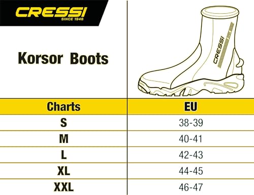 Cressi Unisex-Adult Korsor Semi-Rigid Sole Boots 3mm Stiefel mit halbstarrer Sohle zum Tauchen, Schwarz, S