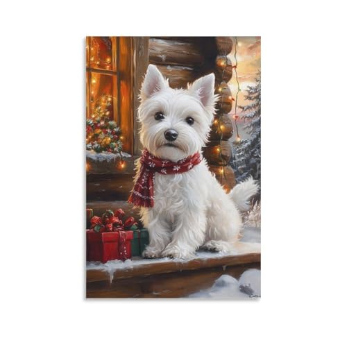Terrier blanc des Highlands toile décorative idée cadeau salon et chambre 50x75cm