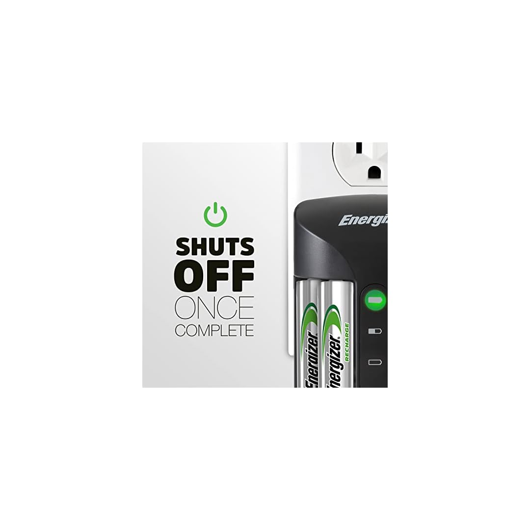 Energizer AA and AAA Battery Charger with 4 AA NiMH Rechargeable Batteries, Recharge Pro Battery Charger for Double A…