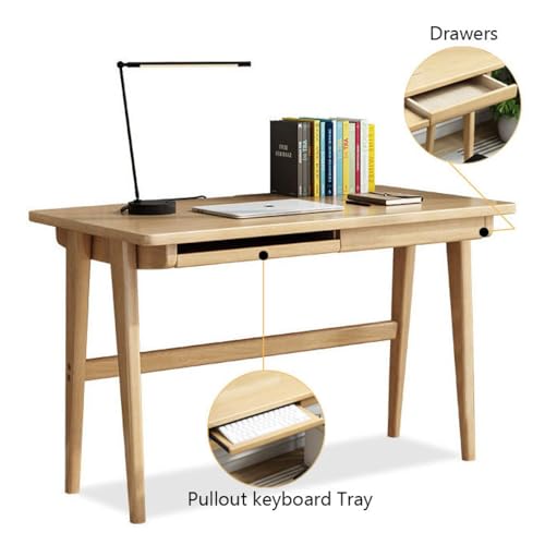 Bureau d'ordinateur avec tiroirs plateau clavier bois massif - 5