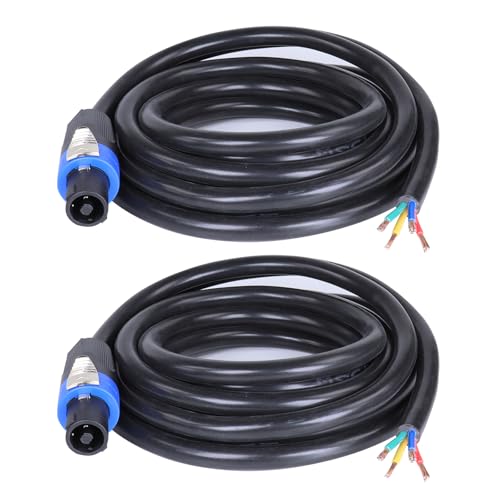 HBU 10 Feet Pack of 2 Pro Road Tour 4 Conductor Speakon Cable - 12 Gauge Speak-On to 4-Wire Cables for Chuchero, Tweeters, Mids Wiring (4 Conductors, 10Ft.)