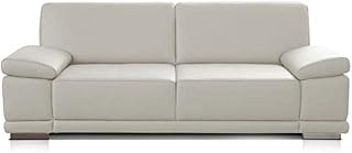 CAVADORE 3,5-Sitzer Sofa Corianne in Kunstleder / Großes Ledersofa in hochwertigem Kunstleder und modernem Design /Mit Armteilverstellung / 248 x 80 x 99 / Kunstleder weiß