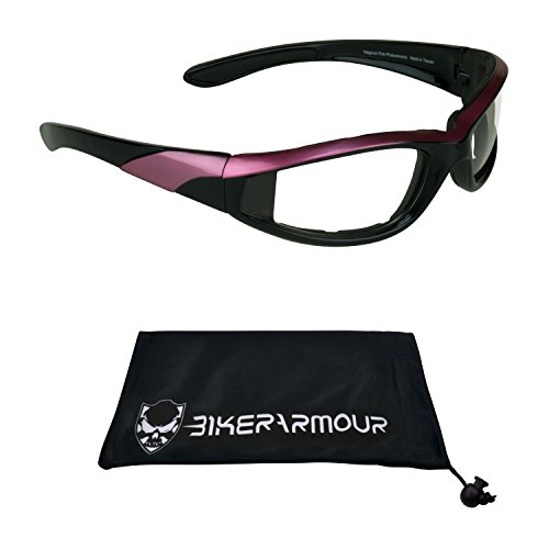 Bikershades Women Pink Motorcycle Riding Safety Glasses Foam Padded Clear Lens #TOP10