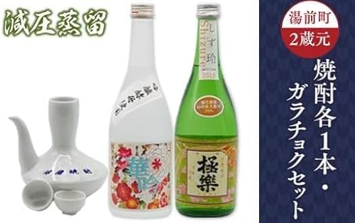 湯前町 2蔵元 (減圧蒸留) 焼酎 各1本 ・ ガラチョクセット 米焼酎 極楽しず玲 華吟 酒器 有田焼 常温