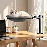 Unidevice Cat Desk Bed - Sturdy Cat Bed for Desk with 360° Rotating & Adjustable Height, Elevated Cats Nest Perch for Desk, Grey