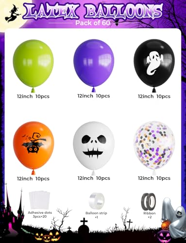 Adeyoo Halloween Balloons Decorations - 60pcs Black Orange Purple Balloons — photo 2