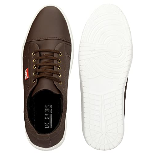 Image of LE GREEM Men's Synthetic Leather Stylish /Comfortable Lace-Ups Sneakers