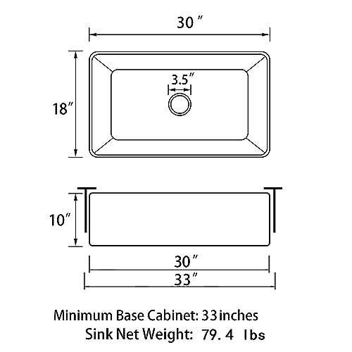 Sinber F3018S-B-OLA 30 Inch Farmhouse Apron Single Bowl Kitchen Sink with Fireclay Black Finish 2 Accessories - Thumbnail 5