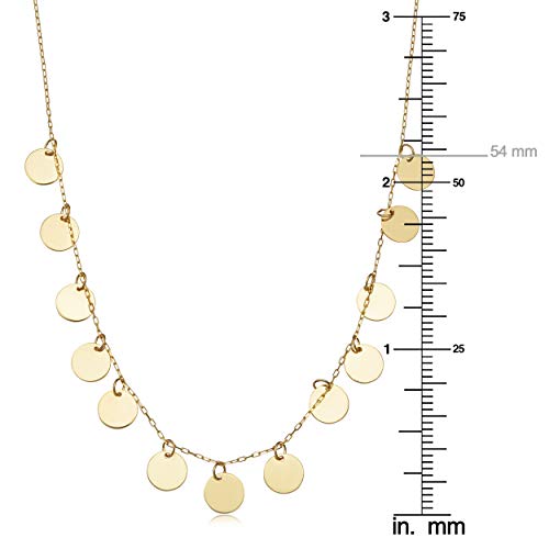 Kooljewelry 14K Yellow Gold Dangling Disc Choker Necklace (Adjusts To 12, 13, 14, 15 Or 16 Inch) #TOP2
