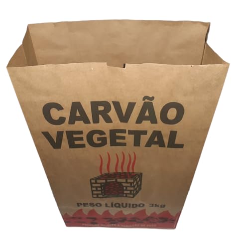 Saco Carvão Embalagem Carvão Vegetal Padrão, 3Kg, 100 Unidades