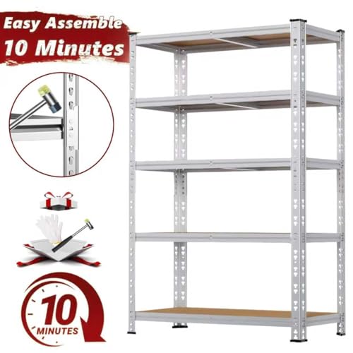 ZEUKMXOO 2200LBS Garage Storage Shelving Unit, 70.8\'\'H 5-Tier Heavy Duty Storage Shelves, Adjustable Utility Shelf, Metal Rack for Basment Pantry Closet, Garage - Thumbnail 4