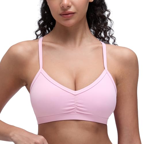 Image of CRZ YOGA Butterluxe Ruched Sports Bras | Light Support, Removable Pads, Yoga, Extremely Soft, Y Back, V Neck, Spaghetti Straps, for Women