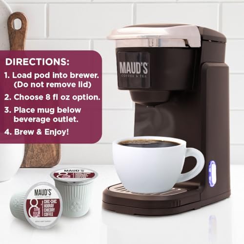 Image of Maud's Chicory Flavored Coffee Pods, 36 ct, Dark Roast Flavored Coffee in Single Serve Pods - 100% Arabica Beans, Compatible with Keurig K Cups Maker