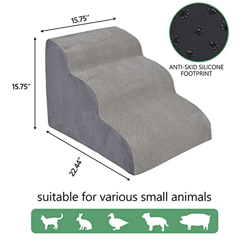 Sturdy Dog Stairs And Ramp For Couches Or Beds, High Density Foam Dog Steps Easy To Walk On Steps For Small Dogs And Pets, 3 Tiers Non-Slip Dog Ramp Easy Instant Up To 15.7" High #TOP5