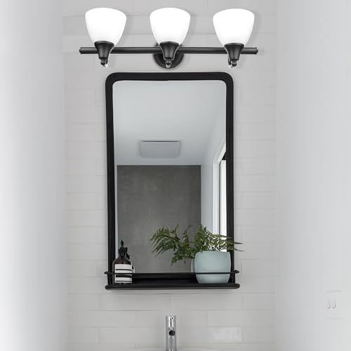 Image of Globe Electric 51227 Jayden 5-Piece All-In-One Bathroom Set, Oil Rubbed Bronze, 3-Light Vanity Light with Frosted Glass Shades, Towel Bar, Toilet Paper Holder, Towel Ring, Robe Hook, Bulb Not Included