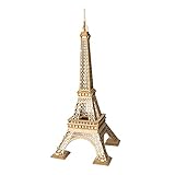 Hands Craft DIY 3D Wooden Puzzle – Eiffel Tower Buildings Laser Cut Assembly Model Kit Brain Teaser Puzzles Educational STEM Toy Adults and Teens to Build Safe and Non-Toxic Premium Wood TG501